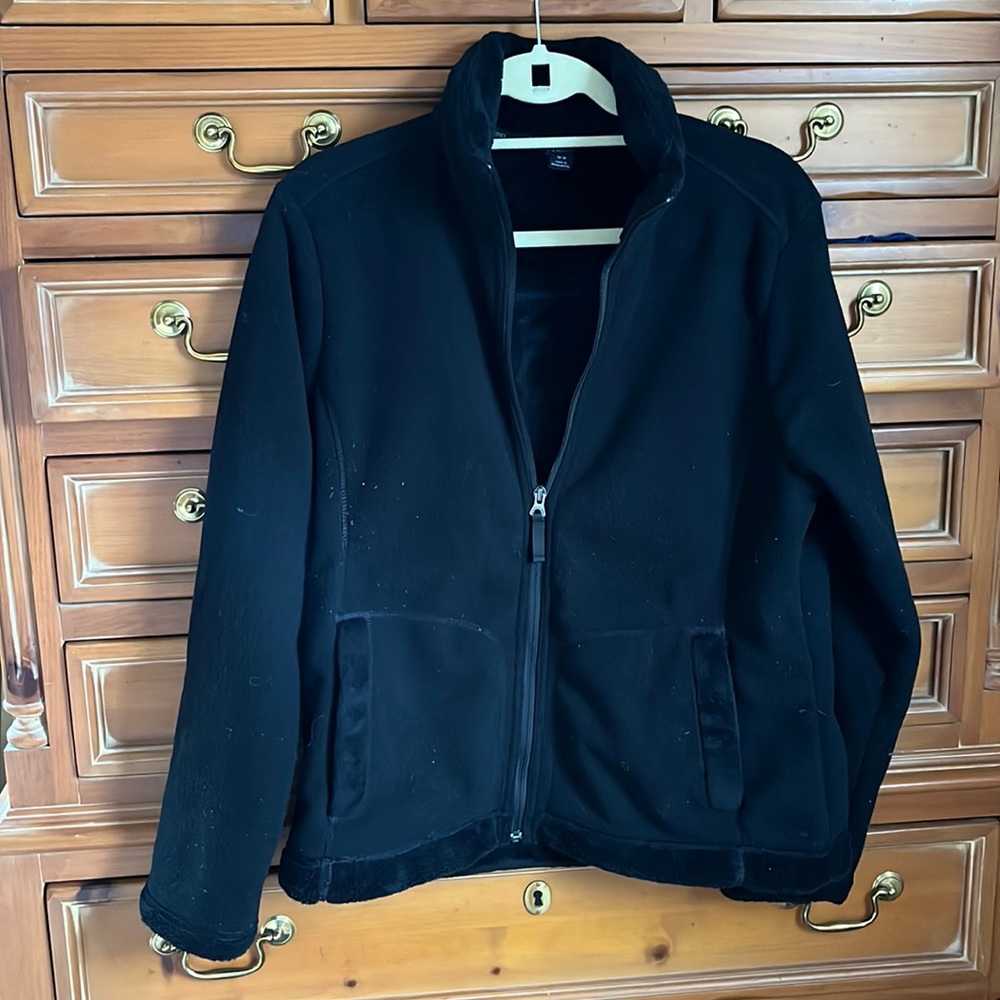 Lands' End Black Full-Zip Fleece Jacket